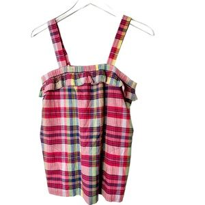 J. Crew Plaid Ruffle Madras Gauze Flounce Top 0